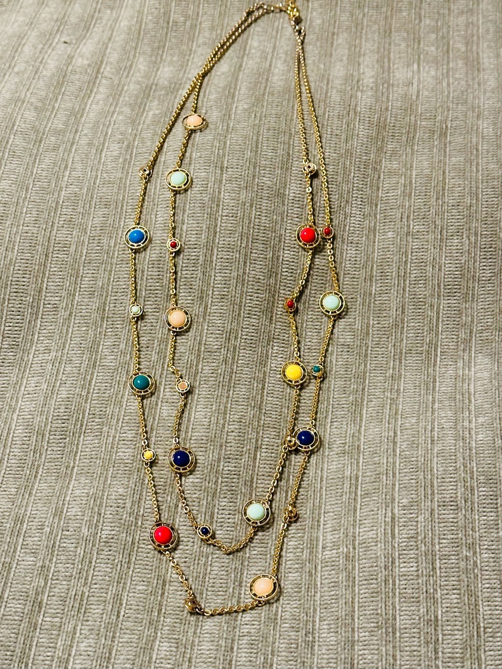 Gold Multi-Color Long Necklace - Women Jewelry